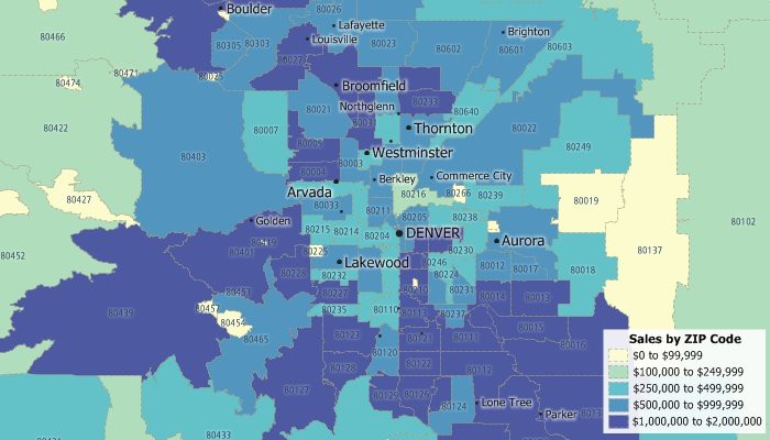 Maptitude map of sales aggregated by ZIP Code