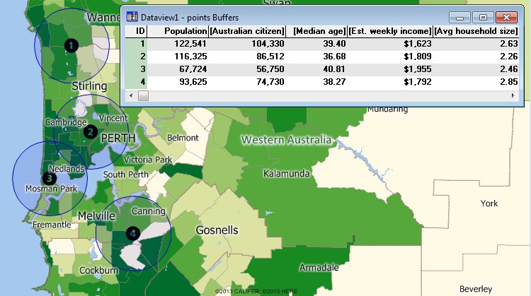 Maptitude Census software can evaluate locations using Australia census data