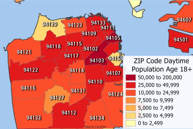 Maptitude 2018 ZIP Codes with Daytime Population