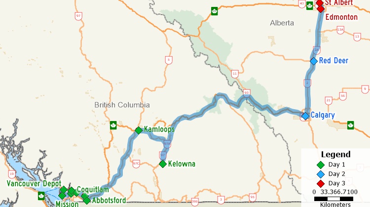Maptitude map of multi-day route