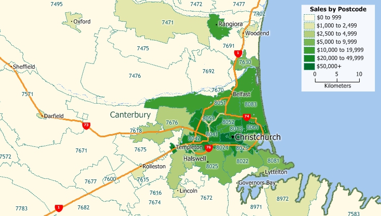 Maptitude Postcode Mapping Software for New Zealand