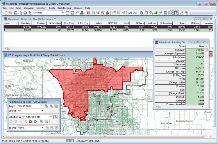 Redrawing commissioner districts with Maptitude Commissioner District boundary software