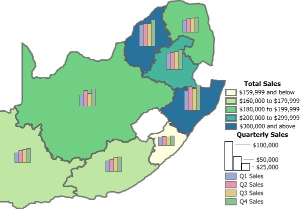 Maptitude South Africa business mapping software lets you create and modify territories