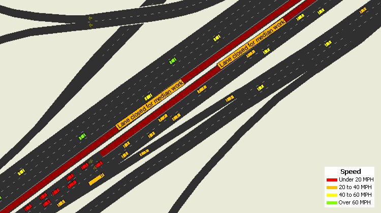 Work zone lane closure and traffic incident simulation