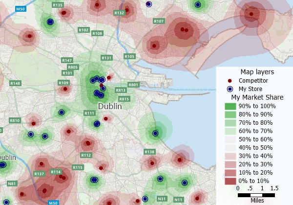 Perform market share analysis with Maptitude business mapping software for United Kingdom