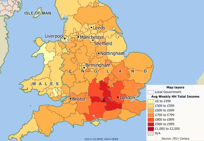 Map of income by Local Government Area