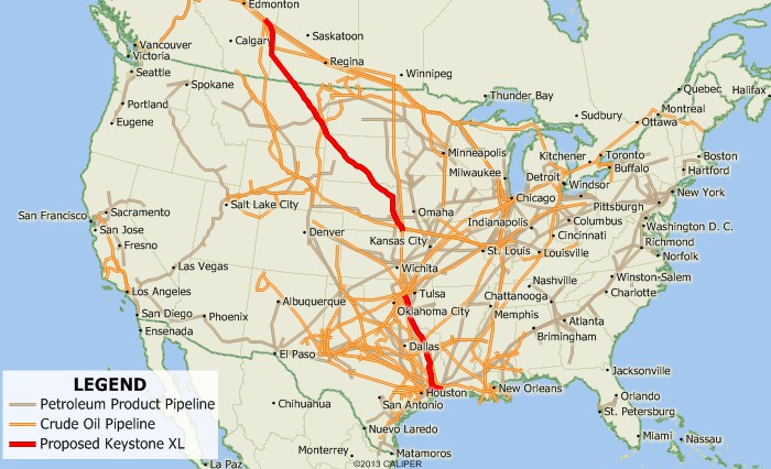 Maptitude map of pipelines