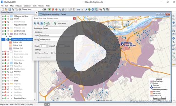 Watch a tutorial video on creating drive-time rings with Maptitude