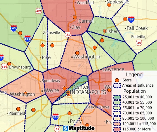 Thiessen mapping tools create straight-line distance territories