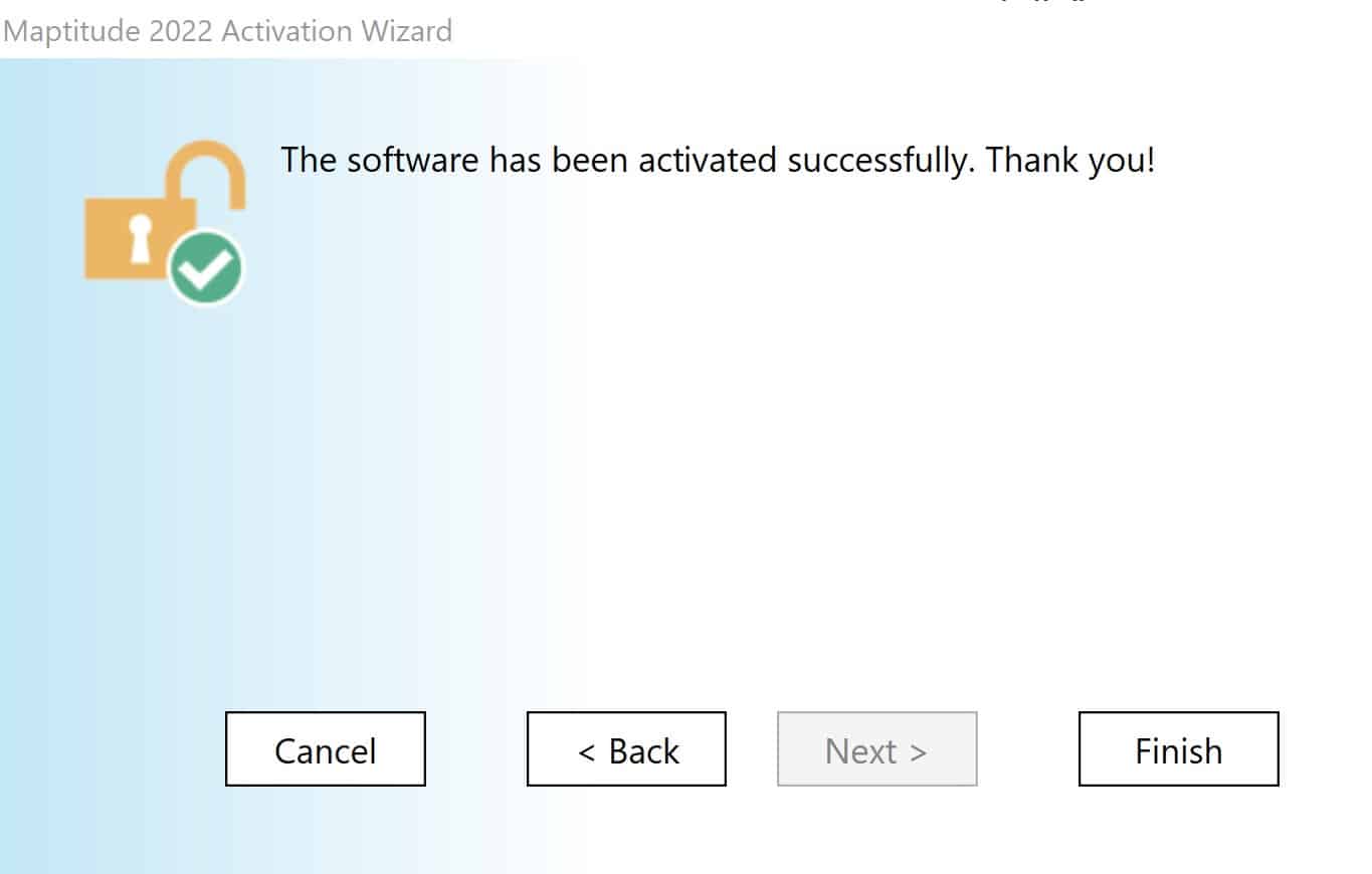 The software has been activated successfully.