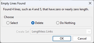 Empty Lines Found dialog box