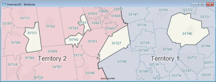 Territory map with several holes