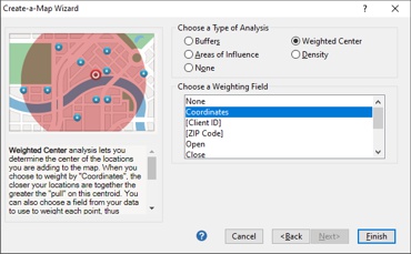 Create-a-Map Wizard weighted center options
