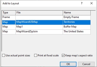 Add to Layout dialog box