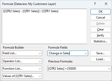 Formula builder dialog box