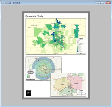 Layout window with three maps