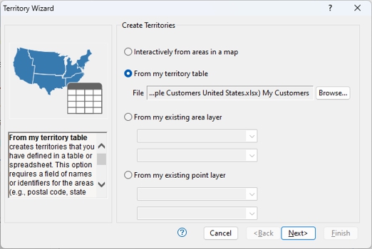 Territory Wizard dialog box