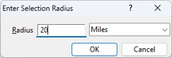 Enter Selection Radius dialog