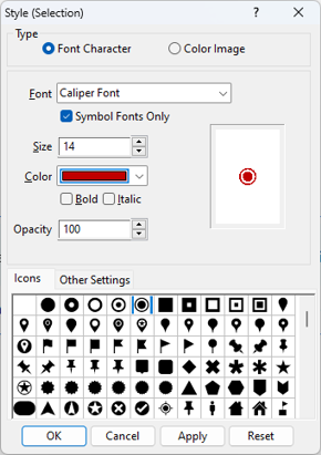 Style selection dialog box