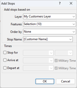 Add Stops dialog box
