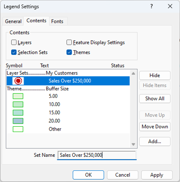 Legend Settings dialog box