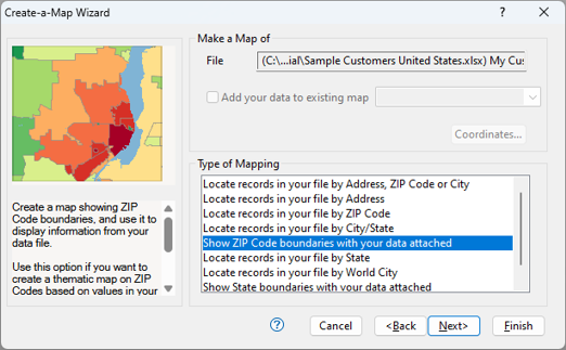 Create-a-Map Wizard dialog