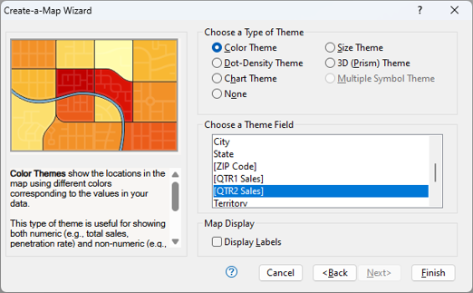 Create-a-Map Wizard theme selection