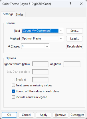 Color Theme dialog box