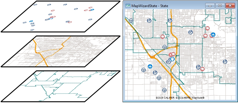 Example of map layers making up a map