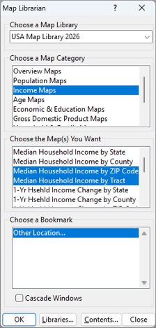 Map Librarian dialog box