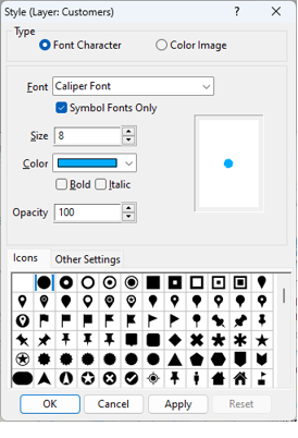 Style dialog box for point layers