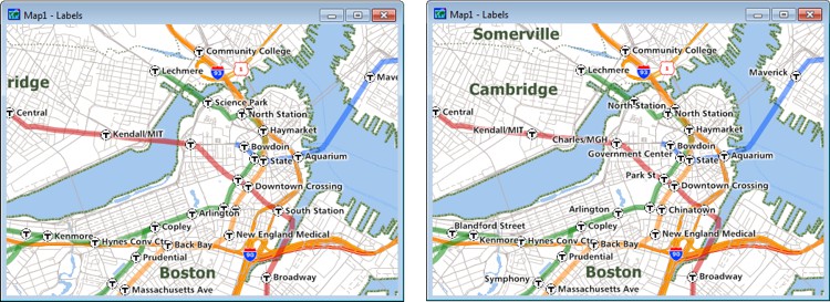Label position examples map