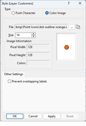Style dialog for point layers