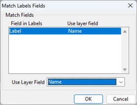 Match Labels Fields dialog box