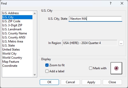 Find dialog with location options