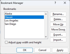 Bookmark Manager dialog box