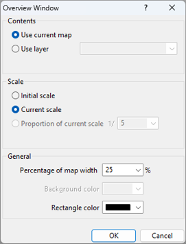 Overview window settings dialog