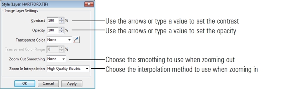 Style dialog box settings