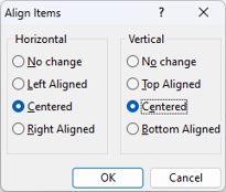 Align Items dialog box