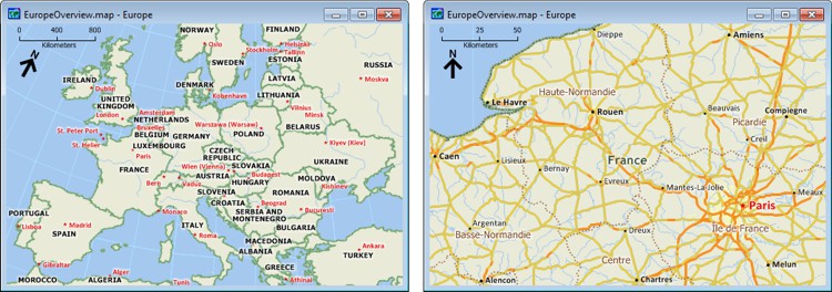Europe map with north arrows
