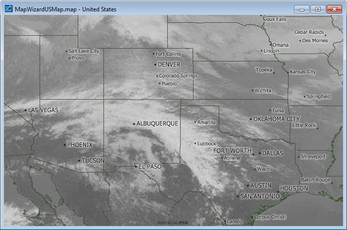US map with WMS weather