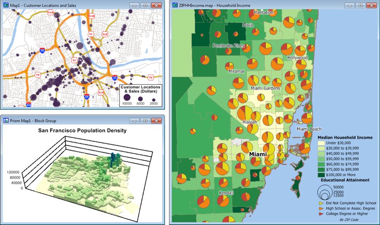 Thematic maps with data visualizations