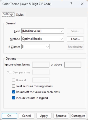 Color Theme dialog box