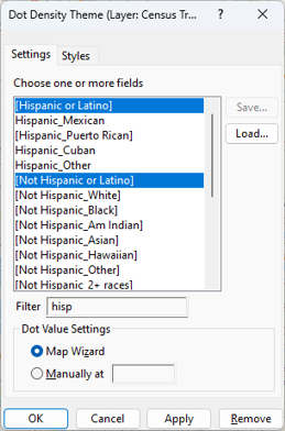 Dot Density Theme settings dialog