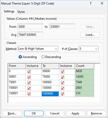 Manual theme settings dialog