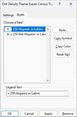 Dot Density Theme dialog box Styles tab