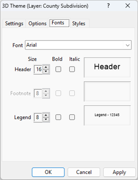 3D Theme Fonts dialog