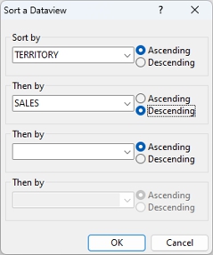 Sort a Dataview dialog box