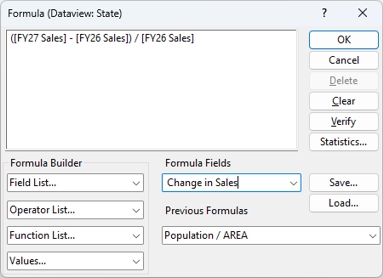 Formula dialog box with fields