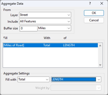 Aggregate Data dialog box